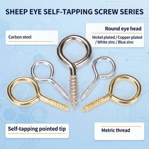 Vis à œil <span class=keywords><strong>de</strong></span> <span class=keywords><strong>mouton</strong></span> en nickel plaqué et zingué blanc, à serrage manuel, auto-taraudeuse, avec anneau à boucle fermée, accessoires, grade 4.8, acier au carbone - Product Image 1