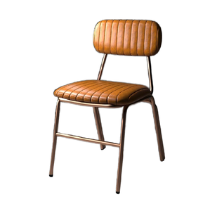 Silla de Comedor Industrial de Metal de Estilo Moderno de Mediados de Siglo, con Estructura Metálica y Tapicería de Cuero, para Restaurantes y Hoteles - Product Image 1