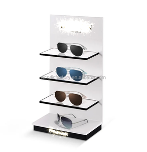 Custom Retail Counter Sunglasses Display Stand with 3 Shelf Individual Eyewear Display Sunglasses Stand Acrylic