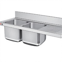 Évier de cuisine en acier inoxydable 304 à cuve unique, comptoir industriel, équipement commercial pour restaurant