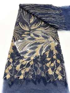 Phi hạt sang trọng lưới vải ren Nigeria vải tuyn 2025 pháp nặng đính cườm <span class=keywords><strong>Net</strong></span> ren cho phụ nữ Evening Dresses - Product Image 4