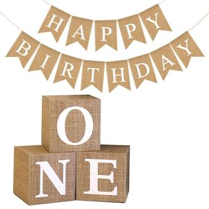 Cajas de Decoración para Baby Shower, 3 Piezas, Cajas de Globos de Estilo Rústico Bohemio con Letras Blancas ONE, Accesorio para Fotos de Primer Cumpleaños - Product Image 3