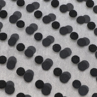 Tissu en Tulle floqué à pois pour femmes, 100% Polyester noir, tissu en maille pour robe