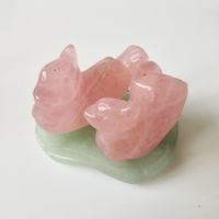 Ornements sculptés en pierres précieuses Feng Shui DIY, figurine de canard mandarin chinois en cristal de quartz rose, décoration