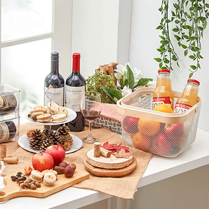 Zxwx — panier de rangement en métal, panier de rangement en maille avec manche en bois, pour fruits, pique-nique Portable à la mode, vente en gros - Product Image 3