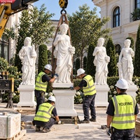 YOUFINE Ensemble de statues de déesses en marbre blanc quatre saisons, sculptures féminines sculptées à la main avec socles pour décoration extérieure