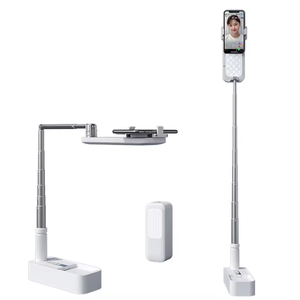 Mesa de Transmisión en Vivo al por Mayor, Soporte de Teléfono <span class=keywords><strong>Met</strong></span>álico Flexible Ajustable en Altura, Soporte de Teléfono Plegable con Rotación de <span class=keywords><strong>360</strong></span> Grados y Luz - Product Image 1