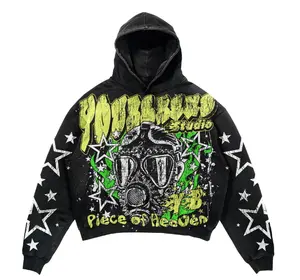 high quality heavy weight cotton stringless blank hoodie custom men streetwear oem logo custom hoodie