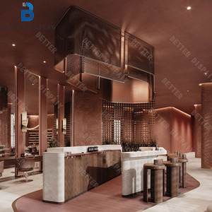 Salão beleza decoração design personalizado salão exibição gabinete barbearia móveis profissional barbearia estação espelho - Product Image 2