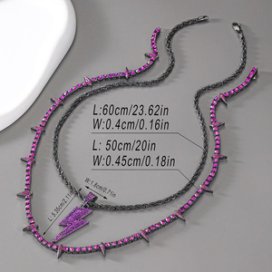 Collana Hip Hop a strati con ciondolo a forma di vento scuro in lega avanzata - Product Image 2