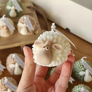 Molde de silicona 3D de oveja pequeña para hacer velas, jabones de aromaterapia, yeso <span class=keywords><strong>y</strong></span> piedras difusoras DIY - Product Image 1