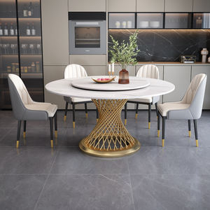 Juego de Comedor de Lujo Moderno con Mesa Redonda de Mármol y Sillas para <span class=keywords><strong>4</strong></span>, 6 u 8 Personas, de Piedra Sinterizada y Metal, Muebles Completos para Comedor de Diseños Clásicos - Product Image 4