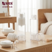 A0220 Flacon pompe sans air transparent en AS de 15 ml, 30 ml, 50 ml pour sérum cosmétique, lotion, fond de teint