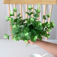 Feuille d'eucalyptus artificielle en soie faite à la main, plante verte décorative, feuille d'argent pour la fête des mères et la rentrée scolaire - Petite taille