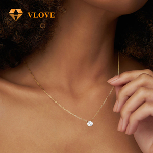 VLOVE Gioielli Artigianali alla Moda, Pendenti con Diamante Rotondo Singolo Incastonato, Collana con Diamante Coltivato in Laboratorio 14K - Product Image 6
