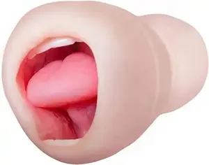 男性手淫者深喉吹箫抚摸者用牙齿和舌头逼真的嘴，封闭式口袋朋友口交成人性玩具