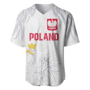 Día DE LA Constitución de <span class=keywords><strong>Polonia</strong></span> Jersey de béisbol <span class=keywords><strong>Escudo</strong></span> DE ARMAS Estilo Grunge Venta al por mayor MOQ bajo Camisetas de béisbol de gran tamaño con botones - Product Image 4