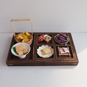 Japanese Style Wooden <b>Tea</b> <b>Tray</b> With Serving Compartment For <b>Tea</b> Set And Snacks Household Use Paulownia Wood Color 7 Piece Set - Product Image 4