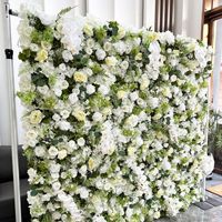 Dekorasi dinding bunga mawar sutra putih realistis buatan tangan ukuran 8ft x 8ft, latar belakang pernikahan modern persegi, untuk acara-acara.