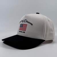 OEM topi Trucker kustom topi bisbol dengan kualitas tinggi bendera bordir antik dua warna 5 Panel topi Snapback profil sedang uniseks