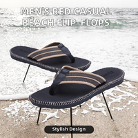 Sandalias Casuales de Primavera para Hombre, Color Rojo, para Exteriores y Playa, con Punta Abierta, Plantilla de EVA, Forro de Algodón con Estampado, a la Moda