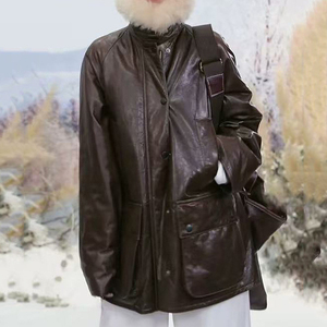 5194 Nouveauté Manteau d'hiver en peau de mouton tannée végétallement cirée à l'huile, col en laine d'agneau, décontracté, 90% duvet d'oie pour femmes - Product Image 4