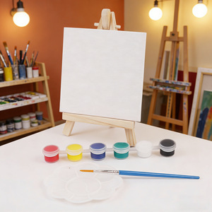 Mini caballete de madera Chiyuan con pinturas acrílicas y pincel para arte, manualidades, niños y adultos - Product Image 1