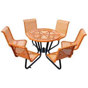All'aperto commerciale in metallo Picnic <span class=keywords><strong>tavolo</strong></span> da pranzo e sedia Set mobili da giardino in <span class=keywords><strong>acciaio</strong></span> <span class=keywords><strong>esterno</strong></span> Patio <span class=keywords><strong>esterno</strong></span> tavolino da caffè con sedia - Product Image 1