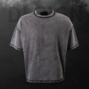 T-Shirt Oversize in Cotone 300GSM di Alta Qualità, Stile Streetwear Vintage con Lavaggio Acido e Logo Personalizzato per Uomo - Product Image 1