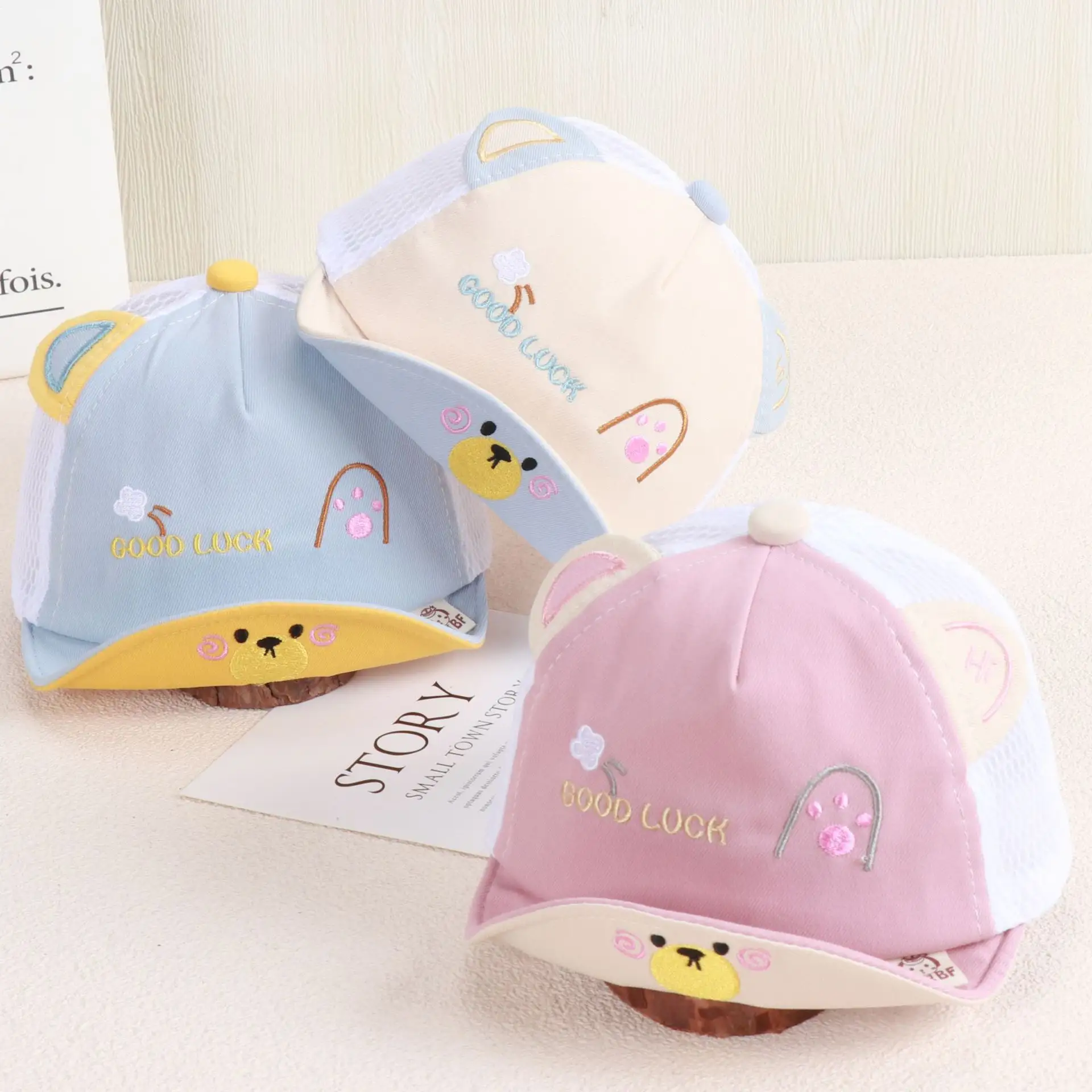 Gorros de malla para bebé, gorras de béisbol para niño y niña, sombreros de bebé con visera bonita