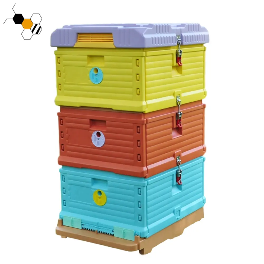 Caja de colmena de abeja de plástico polivinílico aislada de tres capas de poliestireno