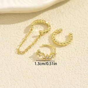 <span class=keywords><strong>Boucle</strong></span> d'oreille élégante et tendance en zircon, plaquée or 18 carats, en acier inoxydable, délicate, double <span class=keywords><strong>boucle</strong></span>, zircone, clip d'oreille - Product Image 4