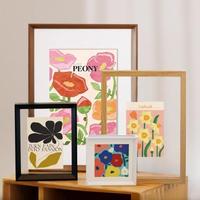 Vente en gros prix d'usine cadre photo en bois MDF transparent double face en verre cadre photo flottant en bois massif