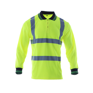 Khả năng hiển thị cao Hi VIS an toàn đường dài tay áo polo Áo sơ mi với băng phản chiếu biểu tượng tùy chỉnh bảo hộ lao động đồng phục làm bằng <span class=keywords><strong>polyester</strong></span> - Product Image 3