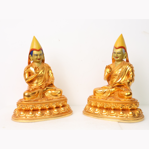 Juego de Estatuas Budistas Tibetanas de Cobre Dorado Hechas a Mano Directamente de Fábrica, Escultura de Monje Personalizada para Altar de Templo, Venta al Por Mayor - Product Image 1