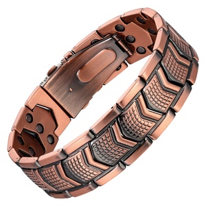 Pulseras de Cadena y Eslabones Magnéticas de Cobre Puro de Gran Tamaño con Diseño de Cruz Cristiana Religiosa para Hombre, en Oferta - Product Image 1
