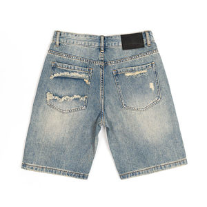 Shorts en <span class=keywords><strong>jean</strong></span> déchirés pour hommes, taille mi-haute, coupe droite, style américain décontracté, nouvelle collection été, marque tendance, coupe ample, style rétro - Product Image 2
