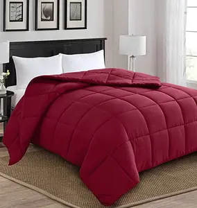 Selimut, Homelike selimut merah ukuran Queen, selimut ringan lembut masukkan ke bawah tempat tidur alternatif semua musim berlapis selimut merah penuh