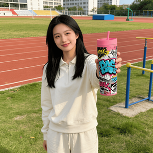 Gobelet isotherme personnalisé en acrylique double paroi, fin et élancé, couleurs pastel, semi-mat, écologique, grande capacité 16oz, portable, avec paille classique - Product Image 5