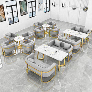 Nordic Style Restaurant Booths And Sofas Metal Frame High Density Foam Durable <b>Dining</b> Room <b>Set</b> - Product Image 2
