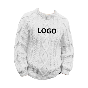 Pull tricoté chaud d'hiver pour homme, col rond, manches longues, anti-rétrécissement, 100 % coton, avec logo personnalisé sur le devant, style OEM - Product Image 1