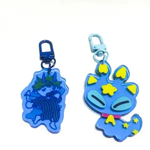 Kuien Wholesale Custom Printed Color Acrylic Plastic Key Chain Anime Accessories Colored Acrylic Keychain Charms Supplier