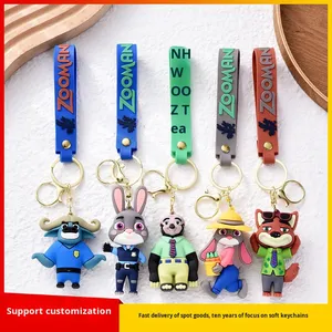 Vente en gros Nouveaux porte-clés en plastique Judy & Nick de Zootopia, pendentifs en peluche, décoration de sac unisexe pour couple - Product Image 6