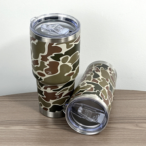 Custom 20oz Stainless Steel Tumbler with Camo Pattern Magnetic Slider Lid Double Wall Insulated <b>Coffee</b> Cup for Outdoor Travel - Product Image 4
