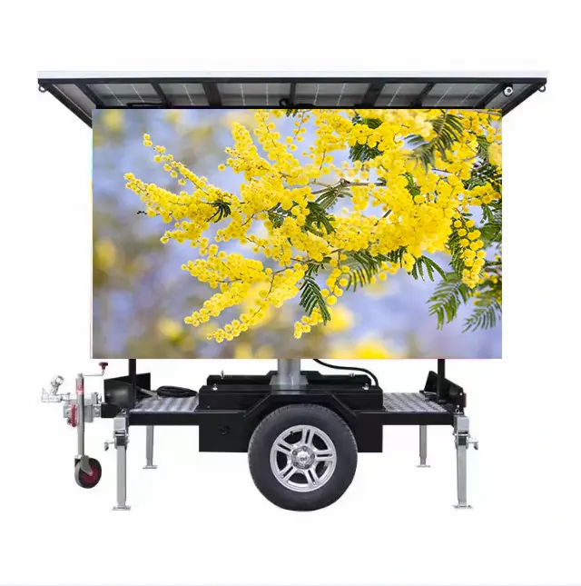 Solar Trailer LED P4 Video HD Ads Screen HUAJIANG Big LED Displays Signage and Optoelectronics Video Wall