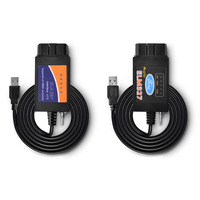 Lector de Códigos OBD ELM327, Escáner de Diagnóstico Automotriz USB 25K80 FT232RL para Focus, Cable Negro Naranja 9-16V con Interruptor Oculto