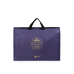 Custom Non-Woven Shopping Tote Bag with Folding Hook and Loop Fasteners