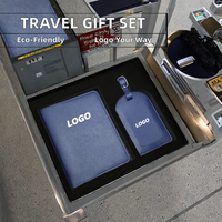 Ensemble cadeau de voyage : porte-passeport, étiquettes de bagages, porte-cartes d'embarquement, étiquettes d'identification anti-perte, logo personnalisé imprimé en sérigraphie, cadeaux