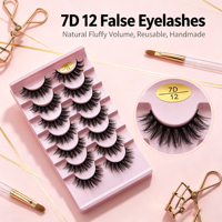 7 paires de faux cils effet naturel, cils vaporeux, aspect naturel, faux cils en vison synthétique, cils en bande complète volumineux