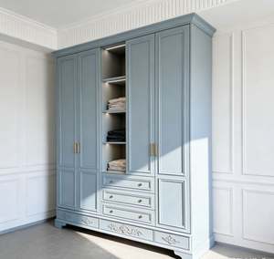 Modern Sliding Door Wardrobe with Mirror Custom Solid Wood Bedroom Closet <b>Storage</b> Organizer for Home Hotel Use - Product Image 2